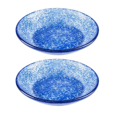 Turgla Home Glass Dinnerware Dia.5.5" H:1.25" 8 Oz. Round Glass Bowl (set Of 2) In Blue