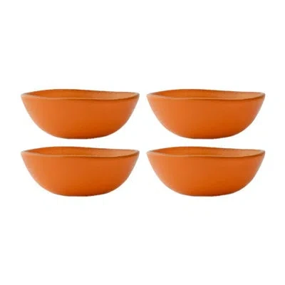 Turgla Home Glass Dinnerware Dia.5.5" H:2" 14 Oz. Round Turmeric Glass Bowl (set Of 4) In Orange
