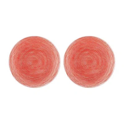 Turgla Home Glass Dinnerware Dia.7.75" Round Glass Plate (set Of 2) In Red