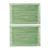 Turgla Home Glass Dinnerware Rectangular Green Glass Plate Set Of Two