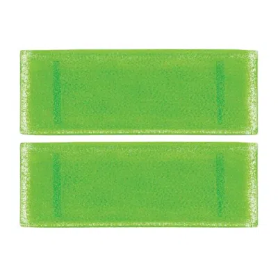 Turgla Home Glass Dinnerware Rectangular Green Glass Platter, Set Of Two