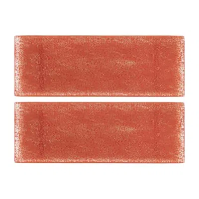 Turgla Home Glass Dinnerware Rectangular Red Glass Platter, Set Of Two