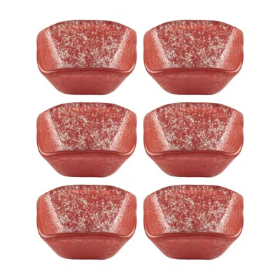 Turgla Home Glass Dinnerware Square Red Glass Ramekin Set Of Six