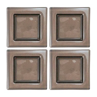 Turgla Home Glass Dinnerware Square Transparent Brown Glass Plate Set Of Four