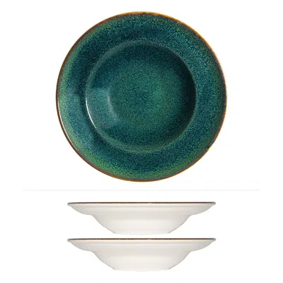 Turgla Home Green / Blue Mar Round Blue Porcelain Pasta, Entree Salad Bowl, Set Of Two