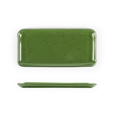 Turgla Home Green Glass Dinnerware Rectangular Basil Glass Platter