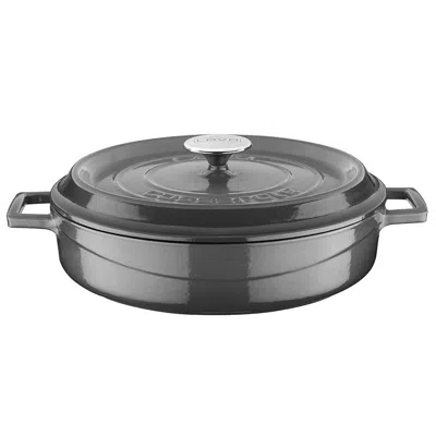 Turgla Home Grey Gray Shallow Cast Iron Pot