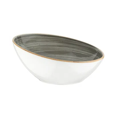 Turgla Home Grey / White Space Round Grey Porcelain Bowl
