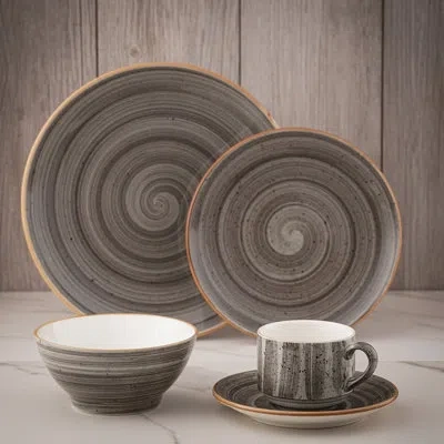 Turgla Home Gris 5 Piece Place Setting, Service For 1 In Gray