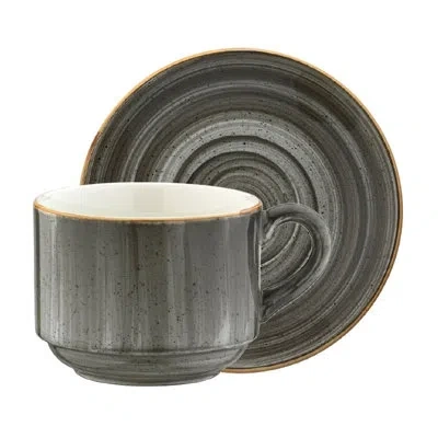Turgla Home Gris Coffee Mug & Saucer In Gray