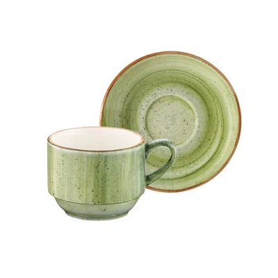 Turgla Home Gris Espresso Cup & Saucer In Green