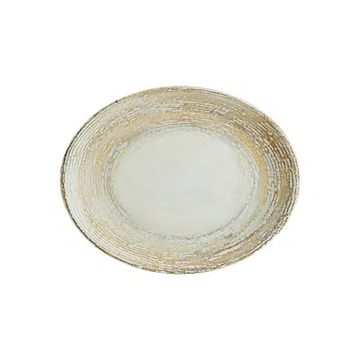 Turgla Home Neutrals Patera Oval Decorated Porcelain Platter