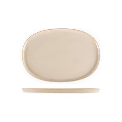 Turgla Home Neutrals Sand Oval Beige Porcelain Serving Dinner Platter