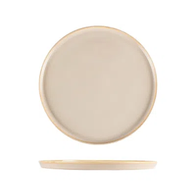 Turgla Home Neutrals Sand Round Beige Porcelain Entree, Dinner Plate