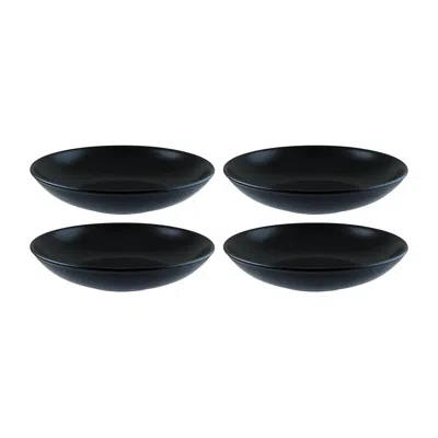 Turgla Home Notte Round Black Porcelain Pasta, Salad, Bowl Set Of Four