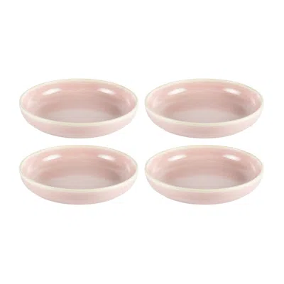 Turgla Home Pink / Purple Pink Pott Breakfast Bowl Round Pink Porcelain Set Of Four