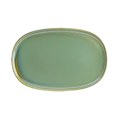Turgla Home Sage Porcelain Platter Green Oval 13.25" X 9.25" X 0.75"