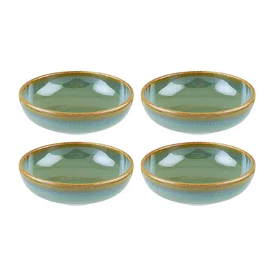 Turgla Home Sage Round Green Porcelain Appetizer, Side Bowls, Set Of Four