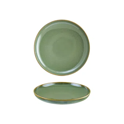 Turgla Home Sage Round Green Porcelain Deep Entree, Dinner Plate