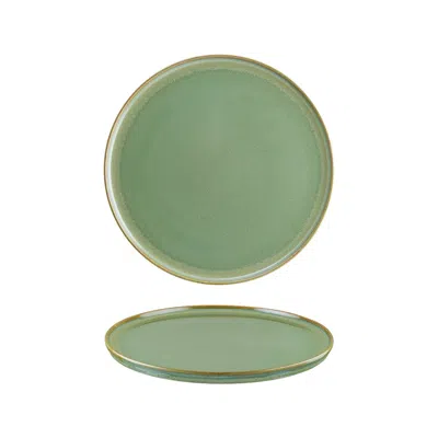 Turgla Home Sage Round Green Porcelain Entree, Dinner Plate