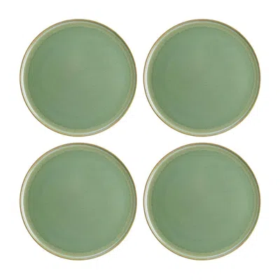 Turgla Home Sage Round Green Porcelain Salad, Dessert Plate, Set Of Four