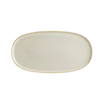 Turgla Home Sand Porcelain Platter Beige Oval 11.75" X 6.25" X 0.75" In Neutral
