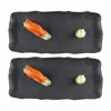 Turgla Home Shade Rectangular Black Porcelain Platter Set Of Two