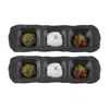 Turgla Home Shade Rectangular Black Porcelain Sectional Plate Set Of Two
