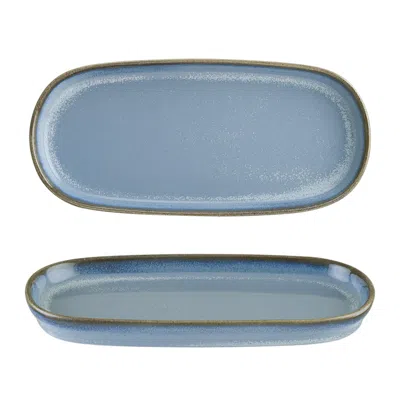 Turgla Home Sky Porcelain Platter Blue Oval 8.50" X 4.00" X 1.00"
