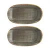 Turgla Home Space Oval Grey Porcelain Platter Set Of Two