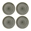 Turgla Home Space Round Grey Porcelain Appetizer, Salad, Plates, Set Of Four