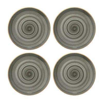 Turgla Home Space Round Grey Porcelain Appetizer, Salad, Plates, Set Of Four