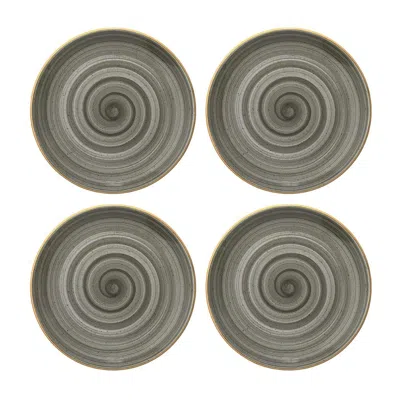 Turgla Home Space Round Grey Porcelain Dinner Plate Set Of Four