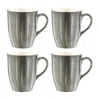 Turgla Home Space Round Grey Porcelain Mug Set Of Four