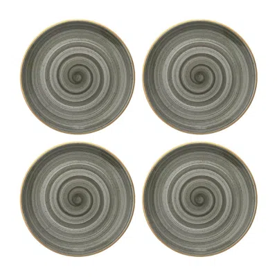 Turgla Home Space Round Grey Porcelain Side Plate Set Of Four