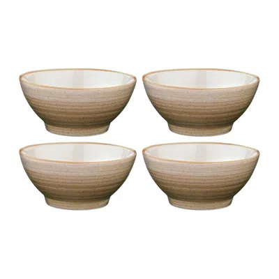 Turgla Home Terrain Round Brown Porcelain Bowl Set Of Four