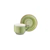 Turgla Home Therapy Green Stacking Espresso Cup And Saucer, Set For Two