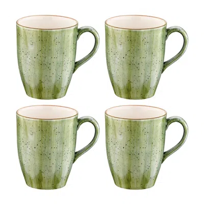 Turgla Home Therapy Round Green Porcelain Mug Set Of Four