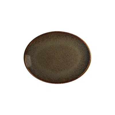 Turgla Home Tierra Oval Brown Porcelain Serving Platter