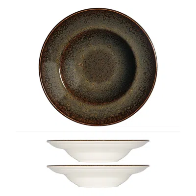 Turgla Home Tierra Round Brown Porcelain Pasta Bowl, Set Of Two
