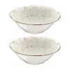 Turgla Home White / Brown Grain Round Decorated Porcelain Bowl, Set Of Two