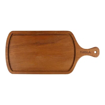 Turgla Home Wood Rectangular Brown Paddle Board With Handle For Serving