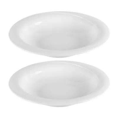 Turgla Home X-tanbul Porcelain Round White Porcelain Serving Bowl, Set Of Two
