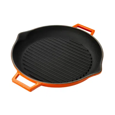 Turgla Home Yellow / Orange Cast Iron  Round Orange Cast Iron Pan