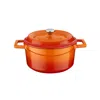 Turgla Home Yellow / Orange Cast Iron Round Orange Dutch Oven