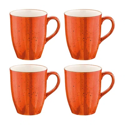 Turgla Home Yellow / Orange Terracota Round Terracotta Porcelain Mug Set Of Four
