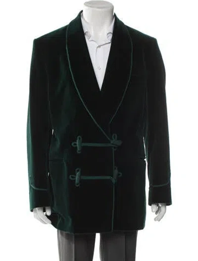 Pre-owned Turnbull & Asser Braided Accents Velvet Blazer In Green