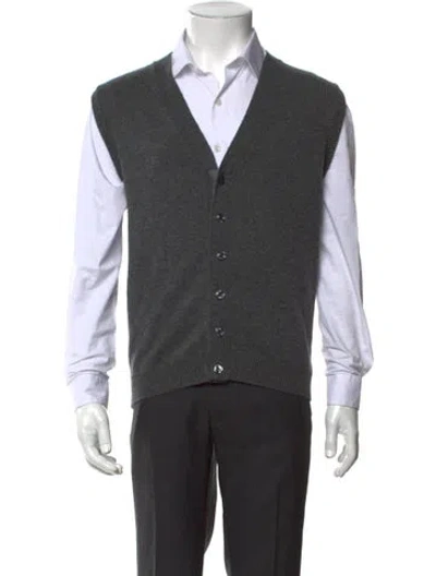 Pre-owned Turnbull & Asser Cashmere V-neck Sweater Vest In Gray