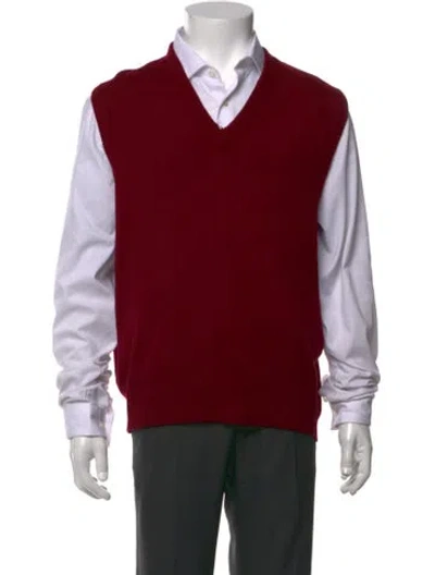 Pre-owned Turnbull & Asser Cashmere V-neck Sweater Vest In Red