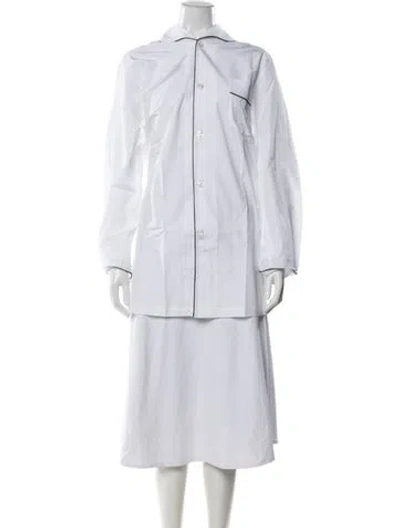 Pre-owned Turnbull & Asser Lace Trim Embellishment Pajamas W/ Tags In White